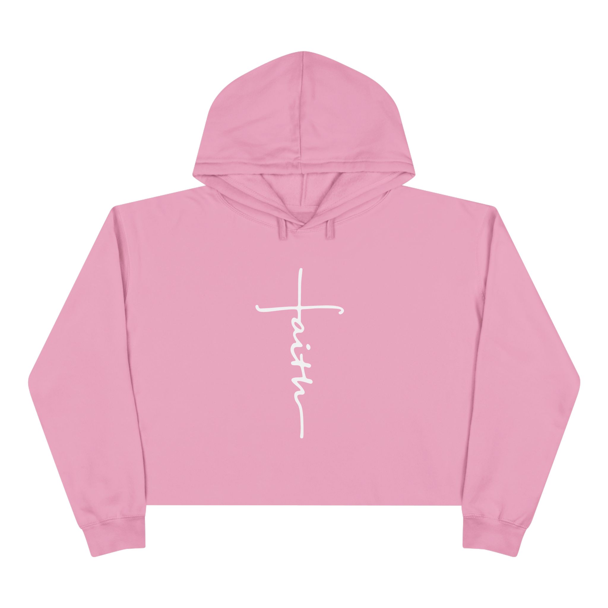 Faith Script Cross Crop Hoodie | Minimal Religious Typography - Image 16