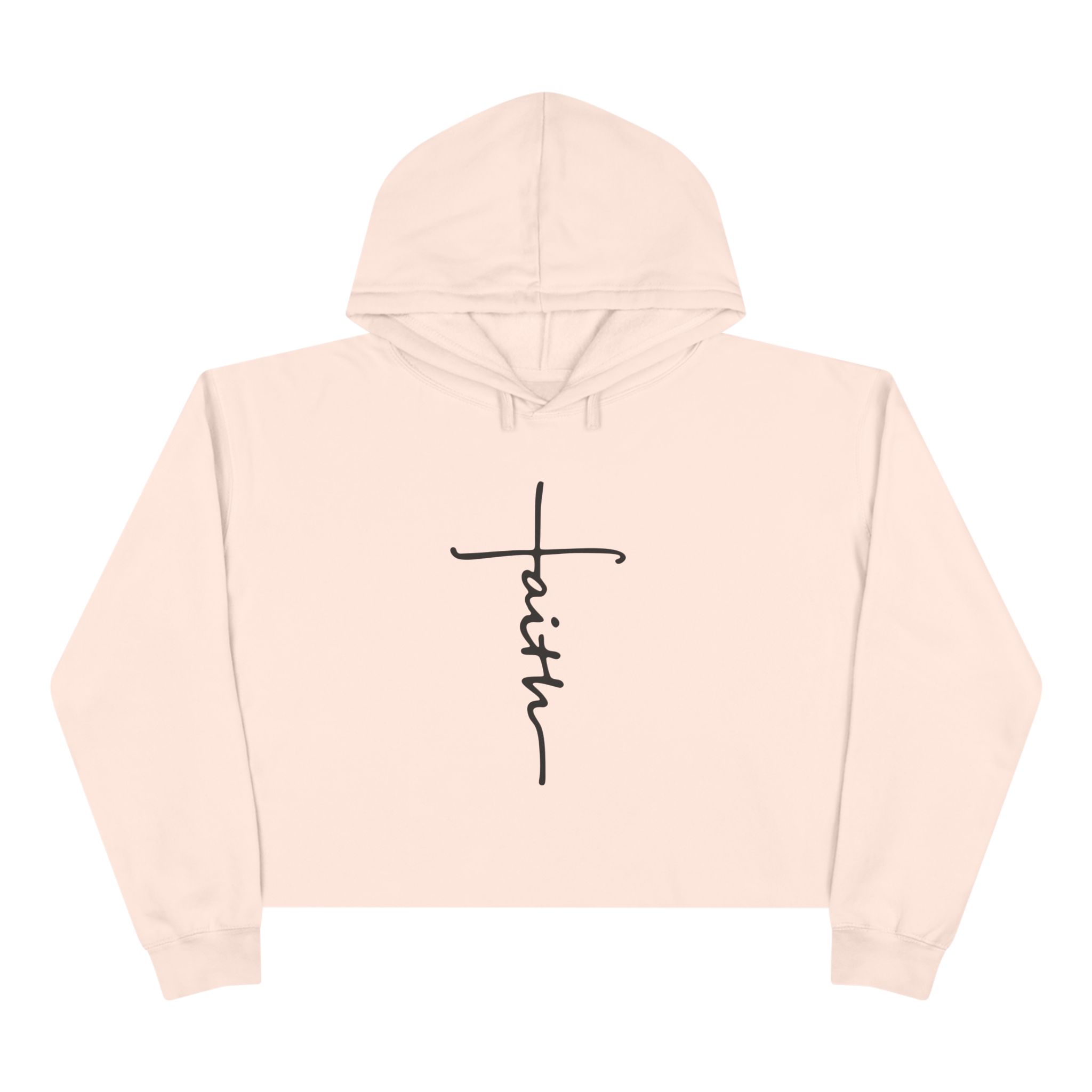 Faith Script Cross Crop Hoodie | Minimal Religious Typography - Image 8