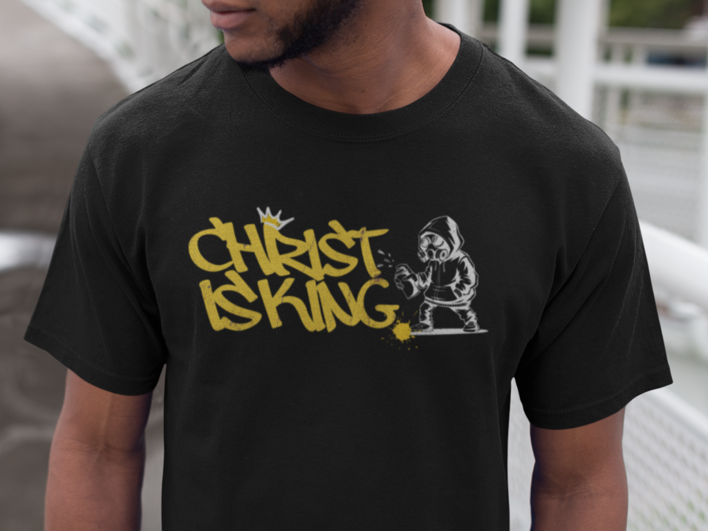 Christ Is King Shirt | Distressed Christian Graffiti Tee | Comfort Colors 1717 Faith Streetwear