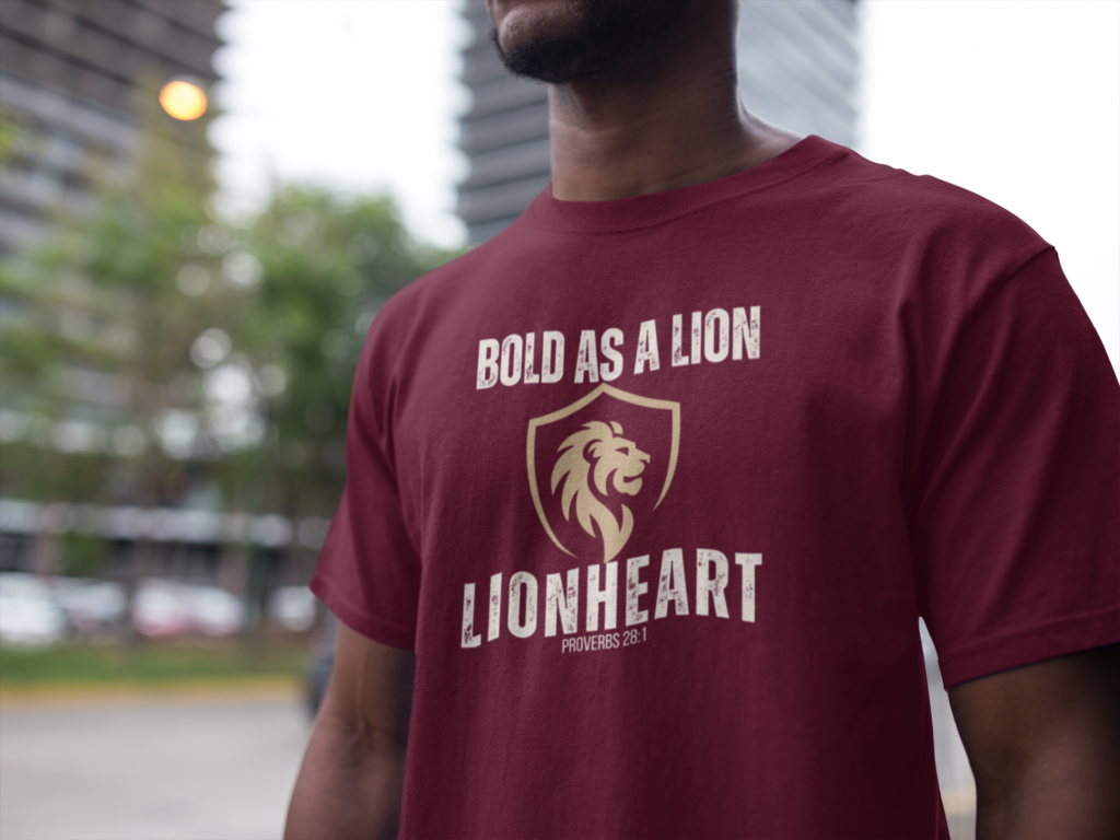 Bold as a Lion Shirt - Lionheart Christian T-Shirt, Proverbs 28:1 Bible Verse Tee, Faith Streetwear, Christian Graphic Shirt, Unisex