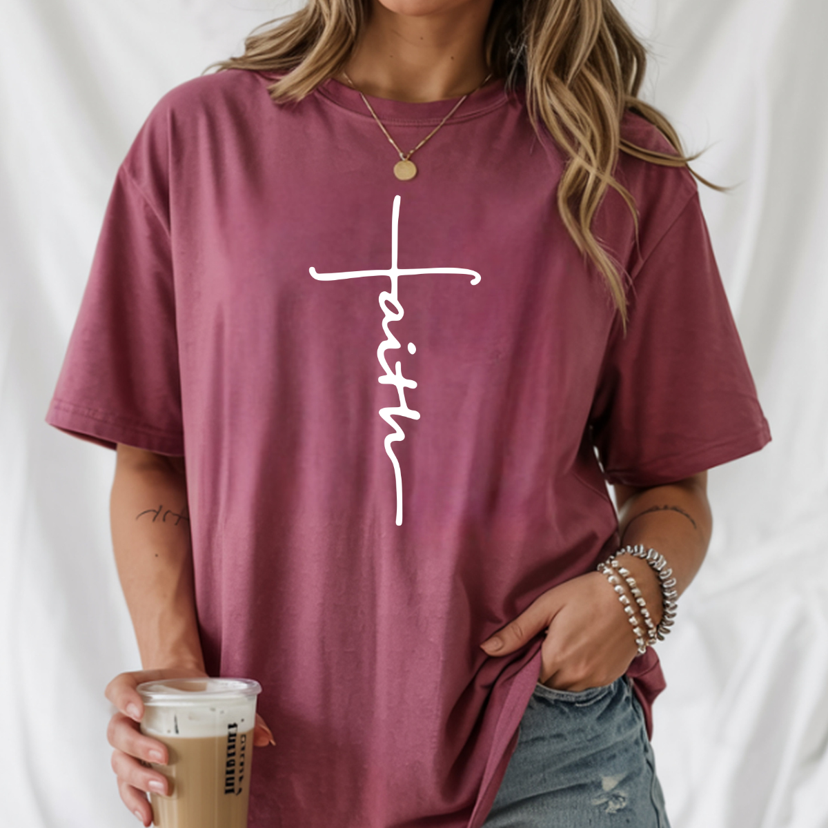 Faith Cross Shirt | Christian Gift | Comfort Colors T-Shirt - Image 26
