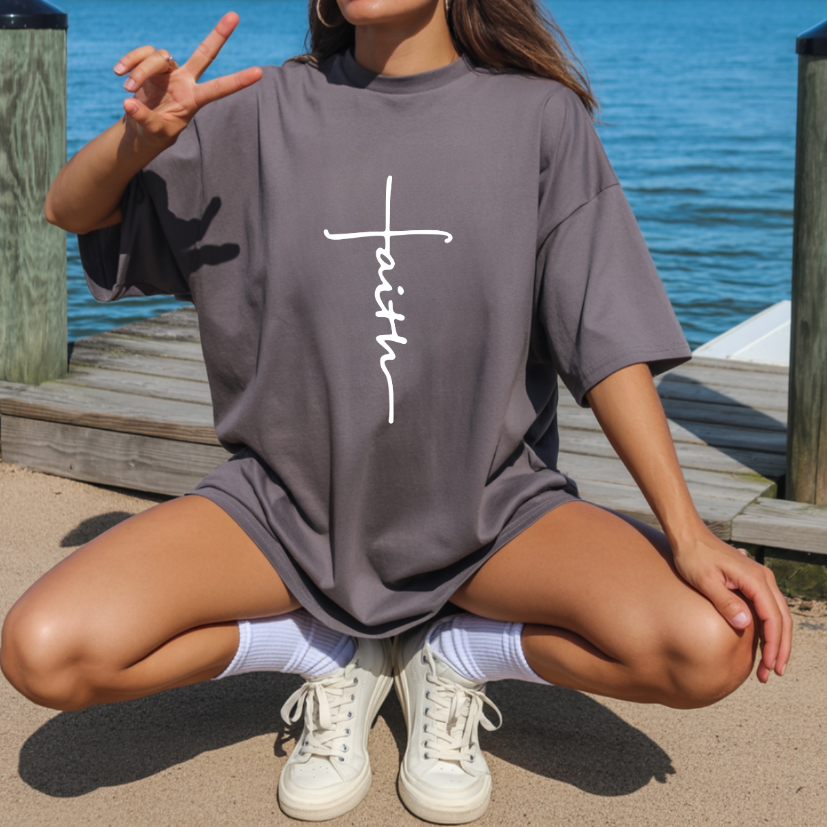 Faith Cross Shirt | Christian Gift | Comfort Colors T-Shirt