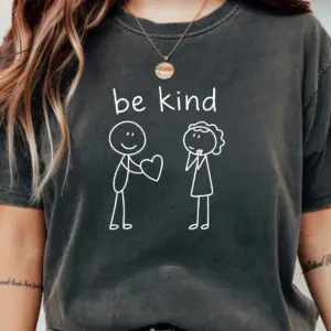Be Kind T-Shirt | Kindness Graphic Tee | Minimalist Line Art Shirt | Comfort Colors 1717 | Positive Message Tee