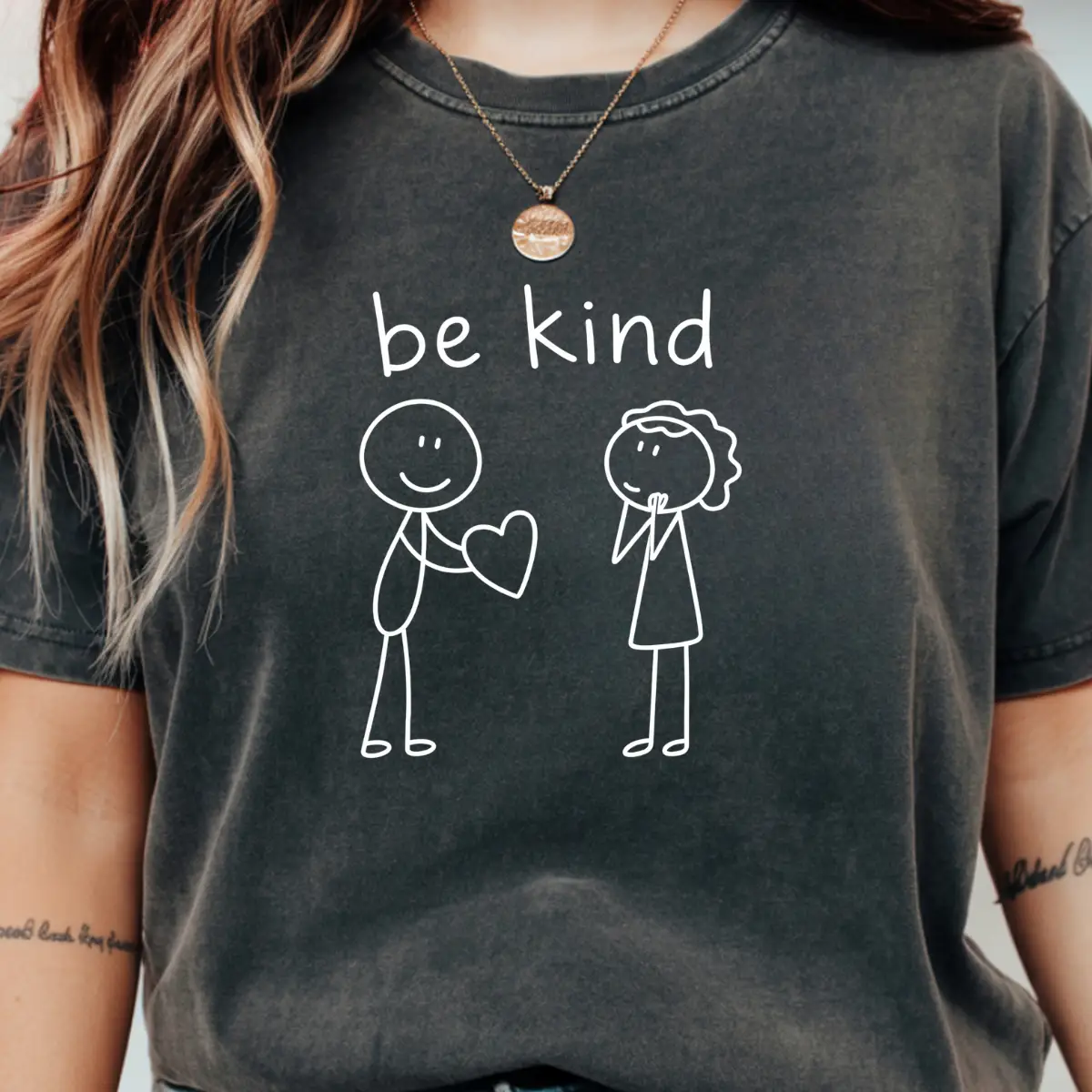 Be Kind T-Shirt | Kindness Graphic Tee | Minimalist Line Art Shirt | Comfort Colors 1717 | Positive Message Tee