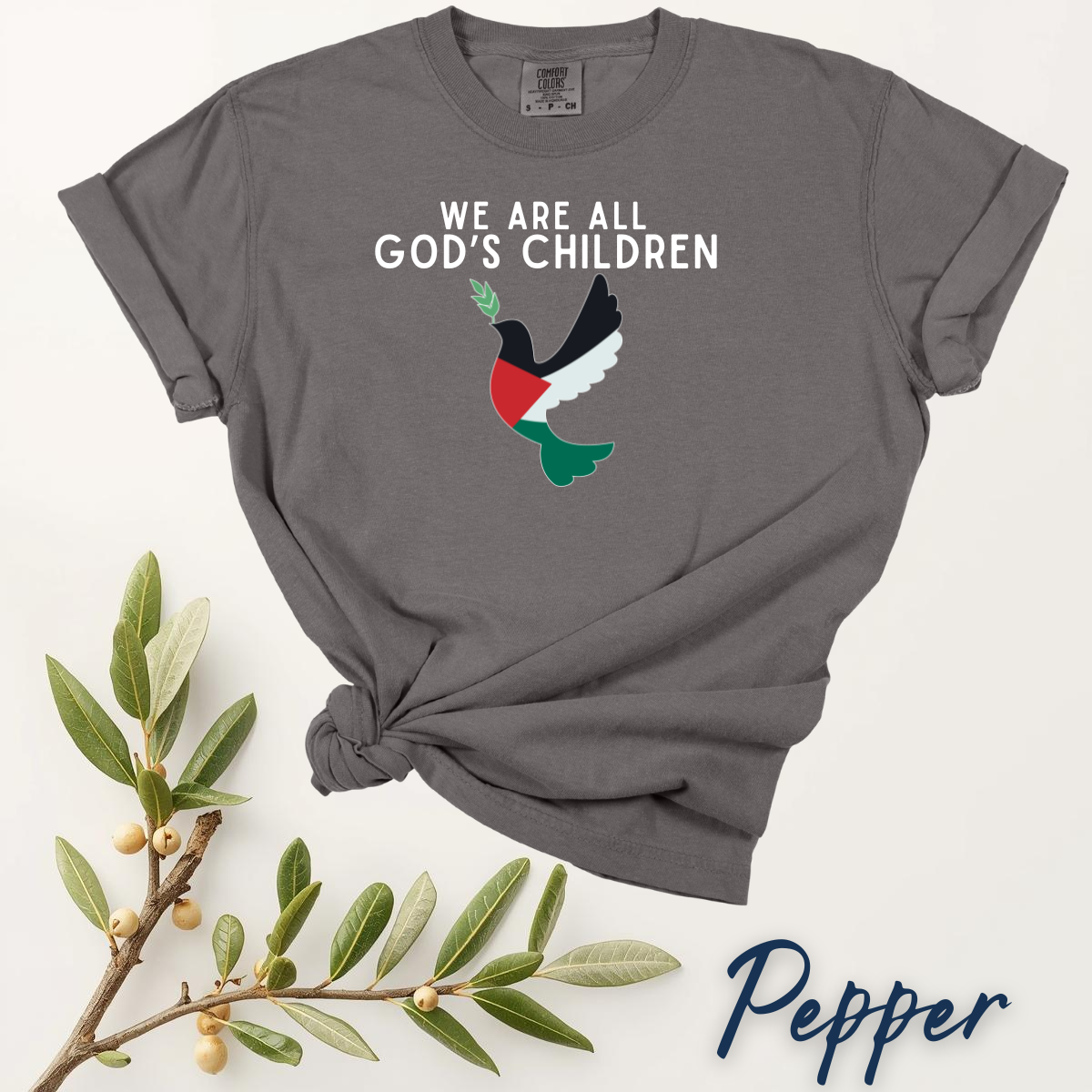 We Are All God's Children Tee | Faith Inspired Unity Shirt | Comfort Colors 1717 | Peace Dove Graphic | Love and Positivity Gift - Image 4